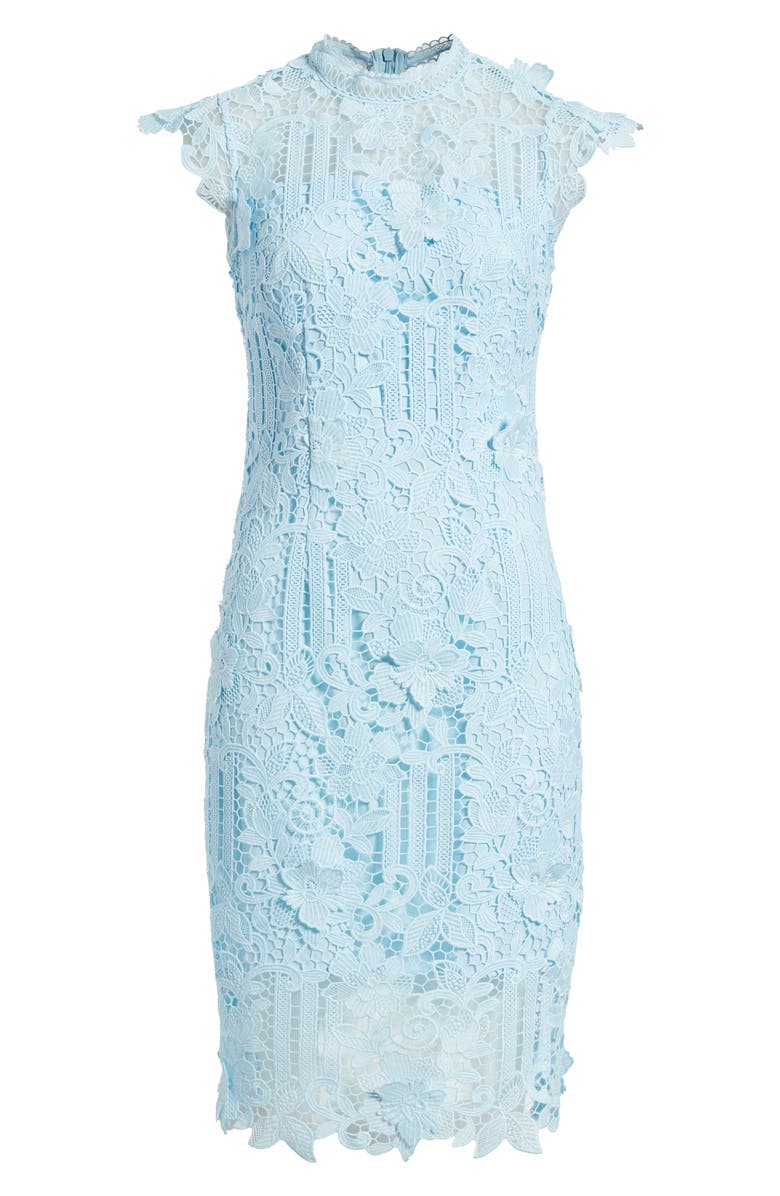 Eliza J Mock Neck Lace Sheath Dress, Alternate, color, 