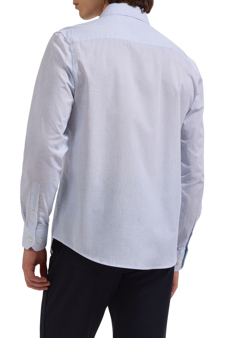 Axel Shaped Fit Filigree Print Cotton Button-Up Shirt, Alternate, color, ICE