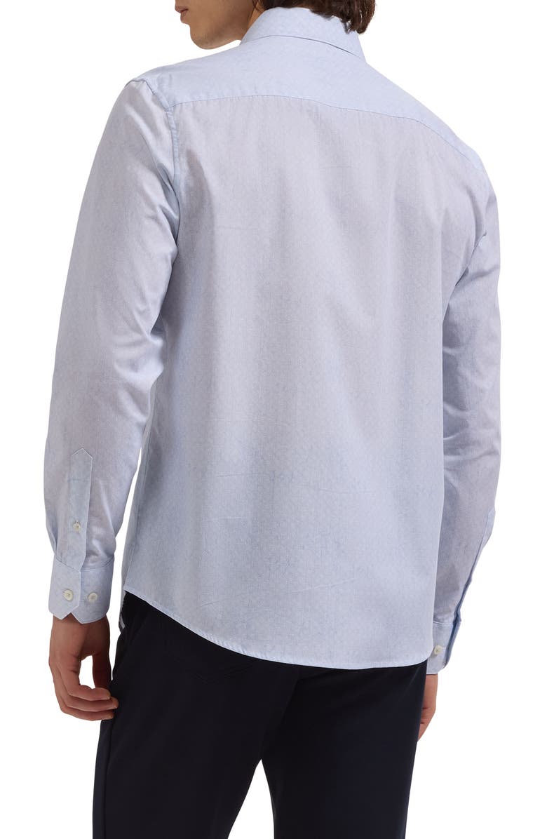 Bugatchi Axel Shaped Fit Filigree Print Cotton Button-Up Shirt, Alternate, color, Ice