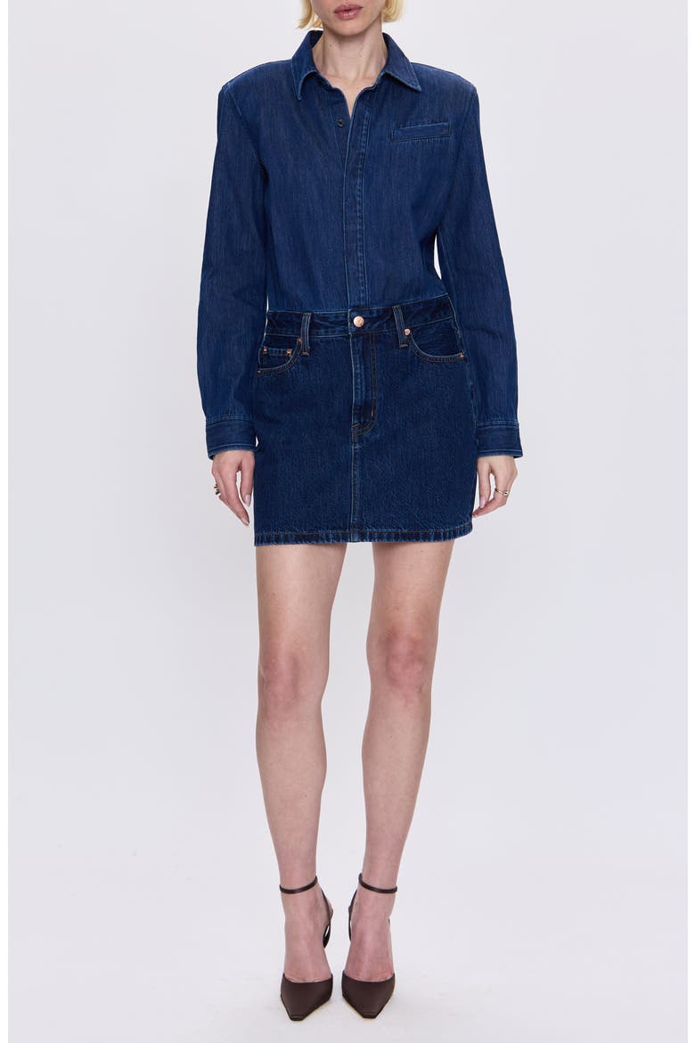 Pixie Long Sleeve Denim Minidress, Main, color, GEMINI