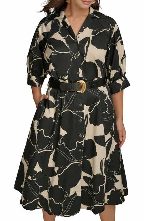 Printed Belted Midi Shirtdress