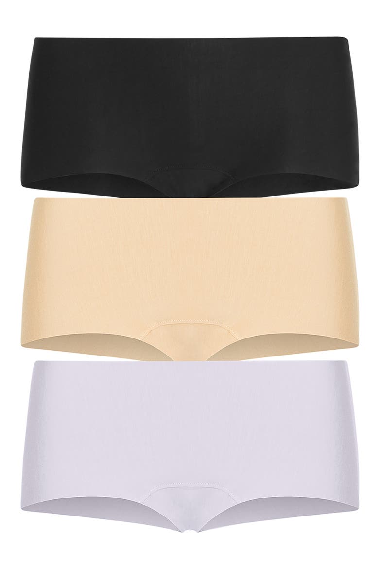 Assorted 3-Pack Hipster Boyshorts, Alternate, color, BEIGE/BLACK/WHITE