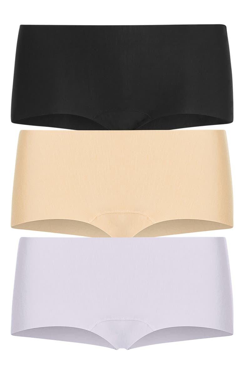 Commando Assorted 3-Pack Hipster Boyshorts, Alternate, color, Beige/Black/White