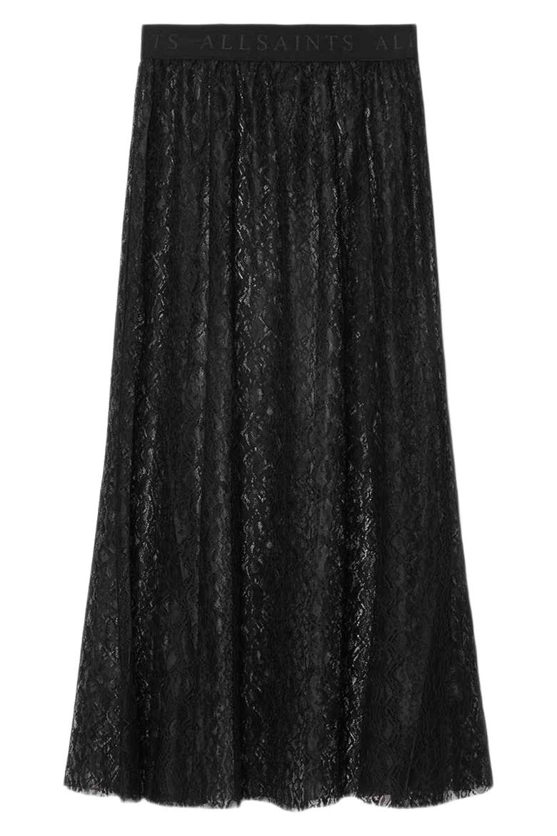 Arran Snakeskin Texture Maxi Skirt, Alternate, color, BLACK