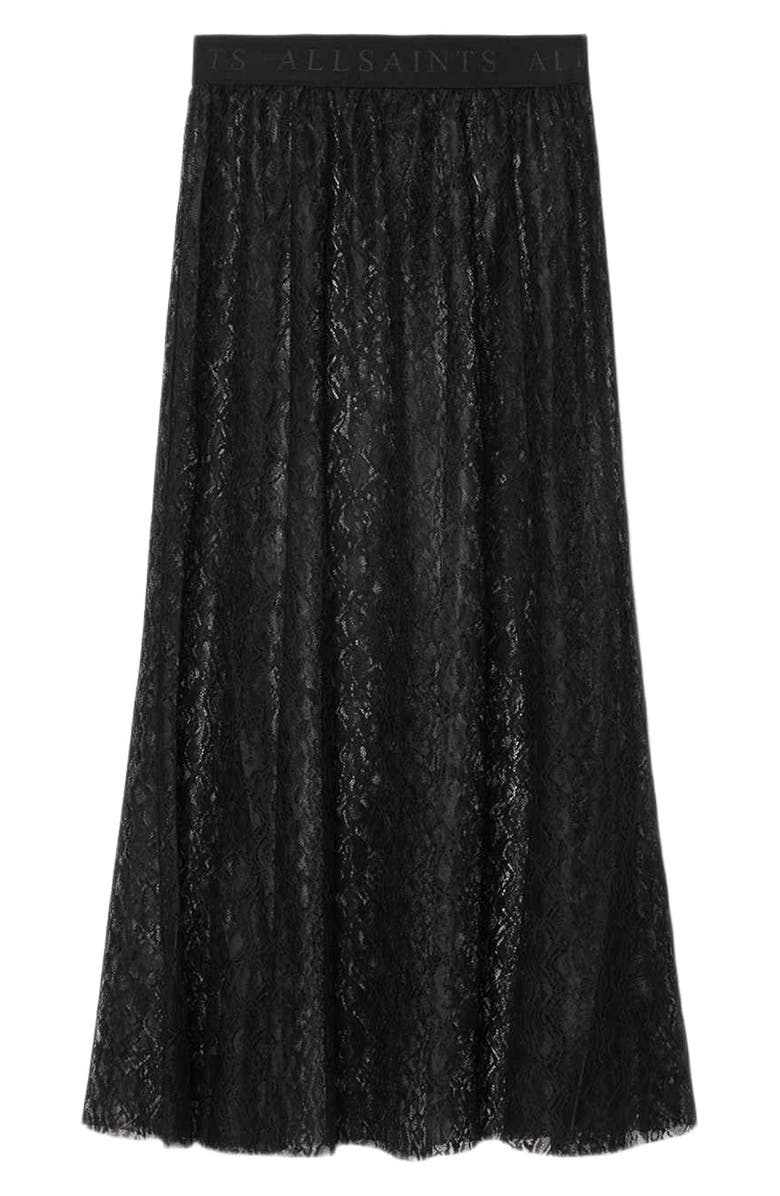 AllSaints Arran Snakeskin Texture Maxi Skirt, Alternate, color, Black
