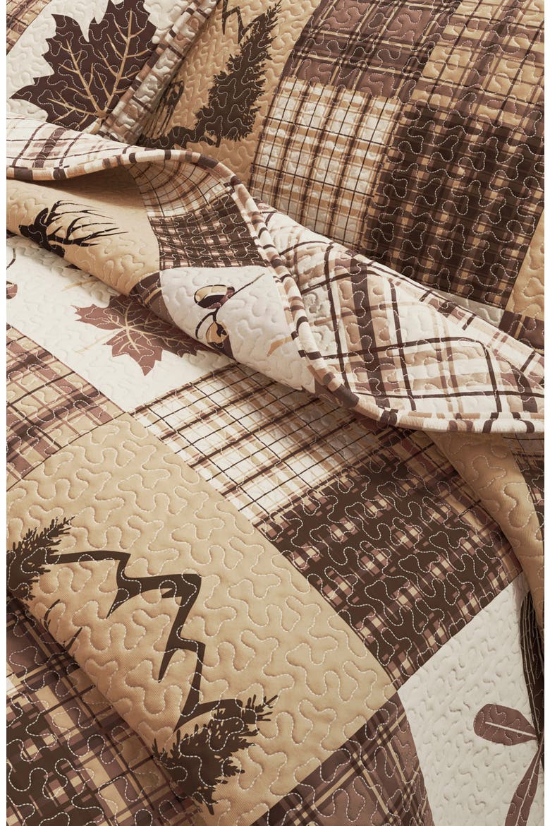 Patchwork Plaid Quilt Set, Alternate, color, DEER LEAF PATCHWORK