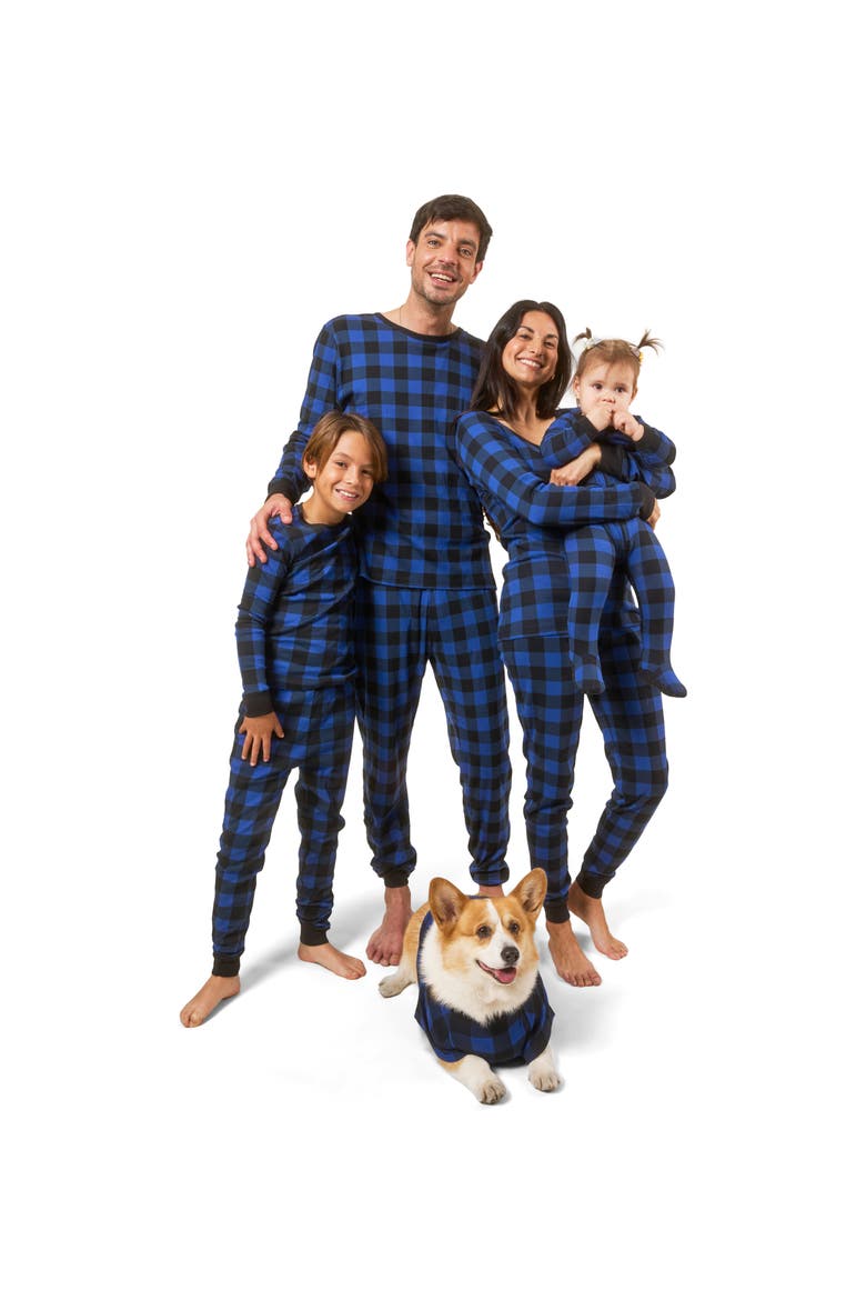 Buffalo Check Footed Pajama, Alternate, color, BLACK/NAVY