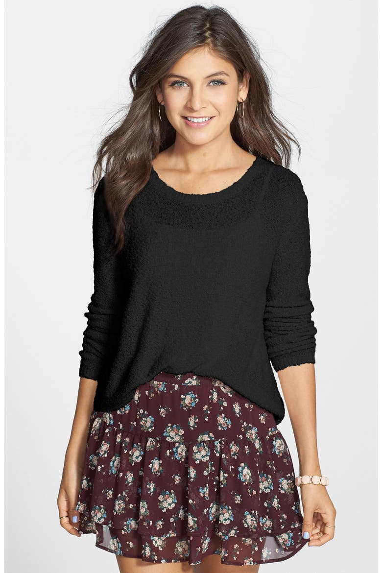 Bouclé Pullover, Main, color, BLACK