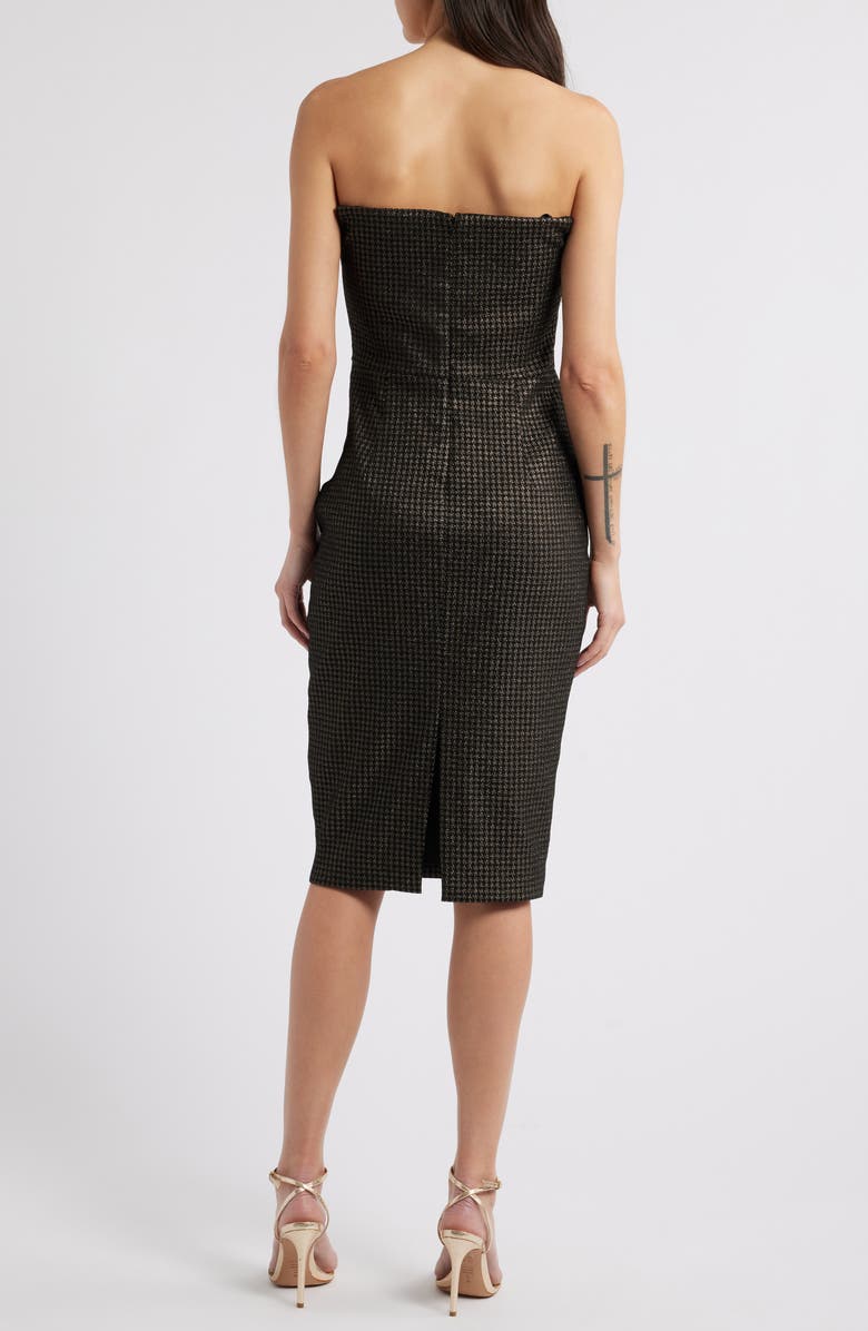Black Halo Lena Notched Strapless Metallic Sheath Dress, Alternate, color, 