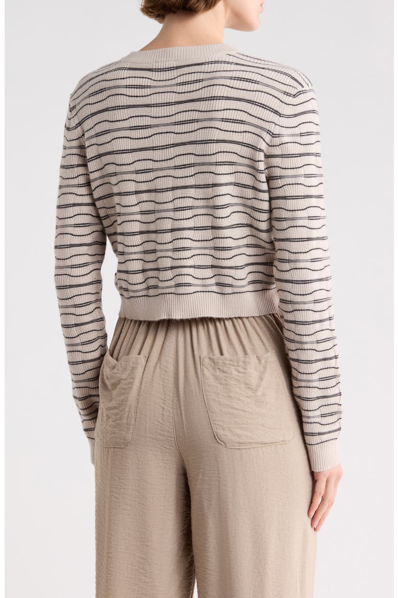 Stripe Cardigan, Alternate, color, BEIGE/ BLACK STRIPE
