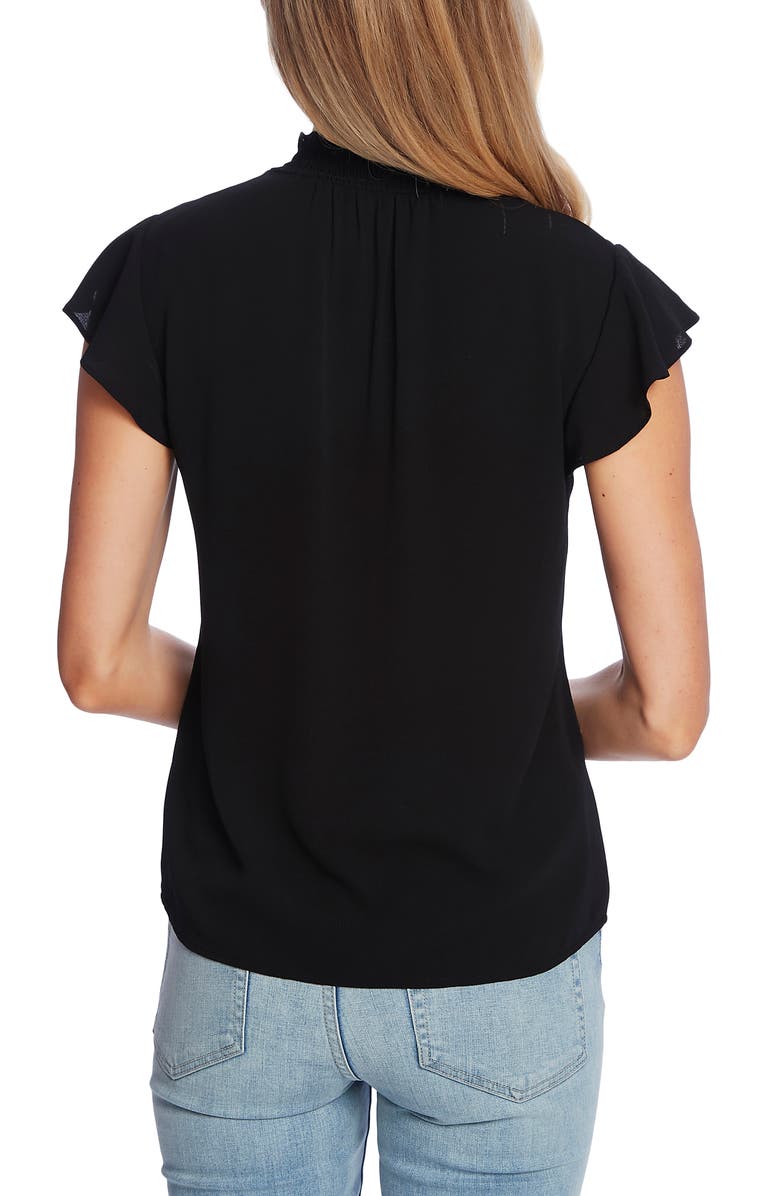 CeCe Flutter Sleeve Button Front Crepe Blouse, Alternate, color, 