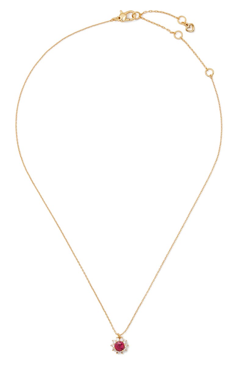Kate Spade New York sunny crystal halo pendant necklace, Alternate, color, Fuchsia