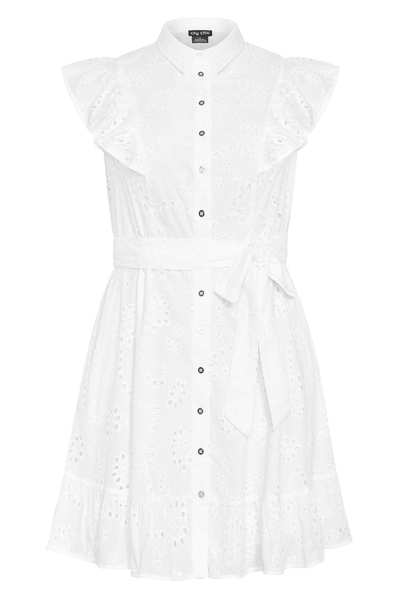 Casey Eyelet Cotton Shirtdress, Alternate, color, WHITE