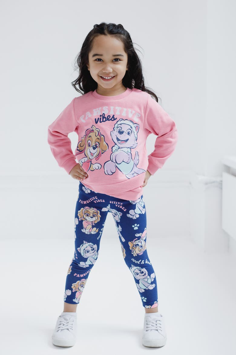 Fleece 2-Piece Sweatshirt and Leggings Set, Alternate, color, Pink Navy Skye Everest