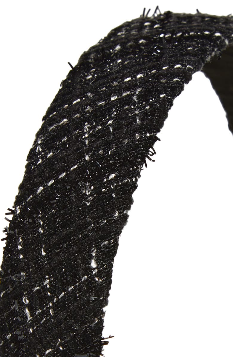 Tasha Padded Metallic Tweed Headband, Alternate, color, Black