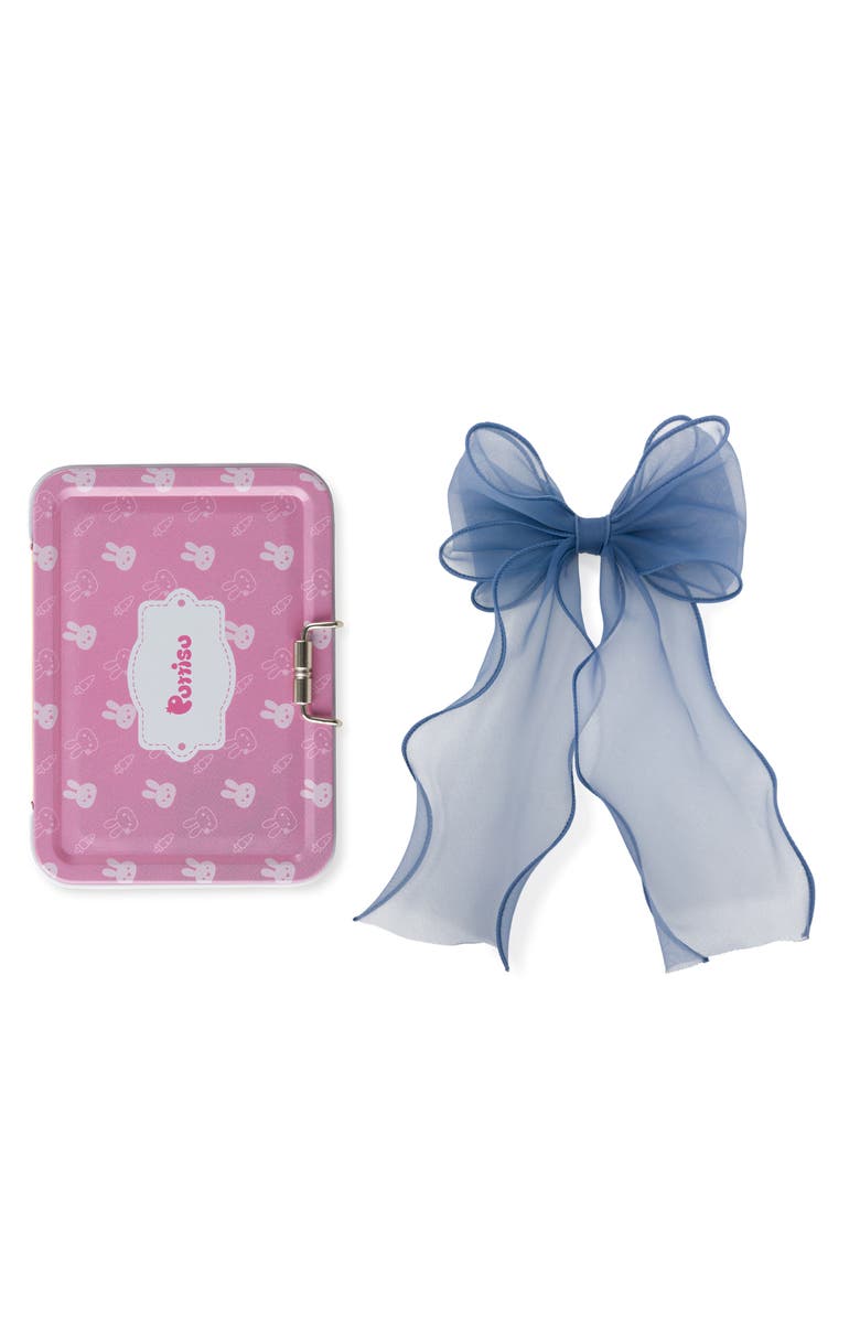 Puttisu Organza Large Bow Clip Gift Set with Tin Case, Main, color, Dusty Blue