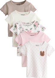 NEXT Kids' Assorted 5-Pack Rib T-Shirts