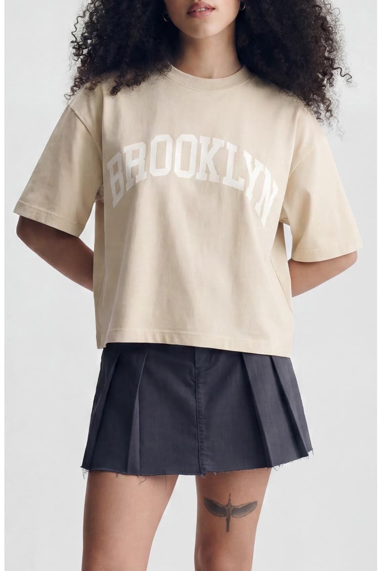 Brooklyn Boxy Crop Graphic T-Shirt, Main, color, SANDSHELL