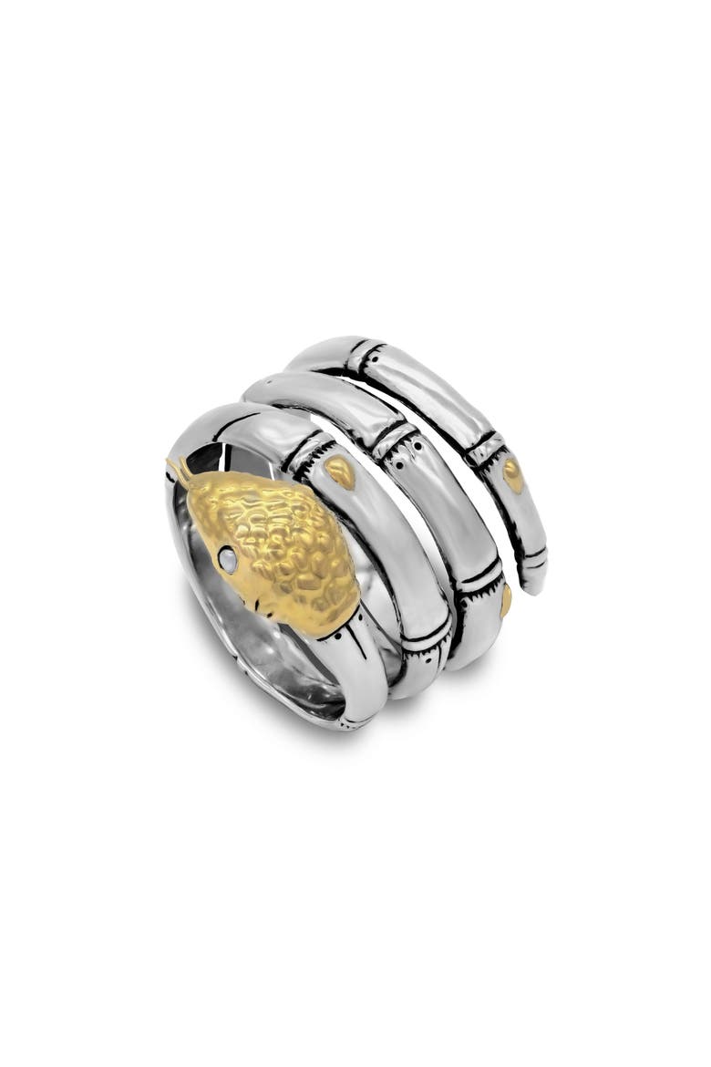18K Gold & Sterling Silver Snake Wrap Ring, Main, color, SILVER AND GOLD