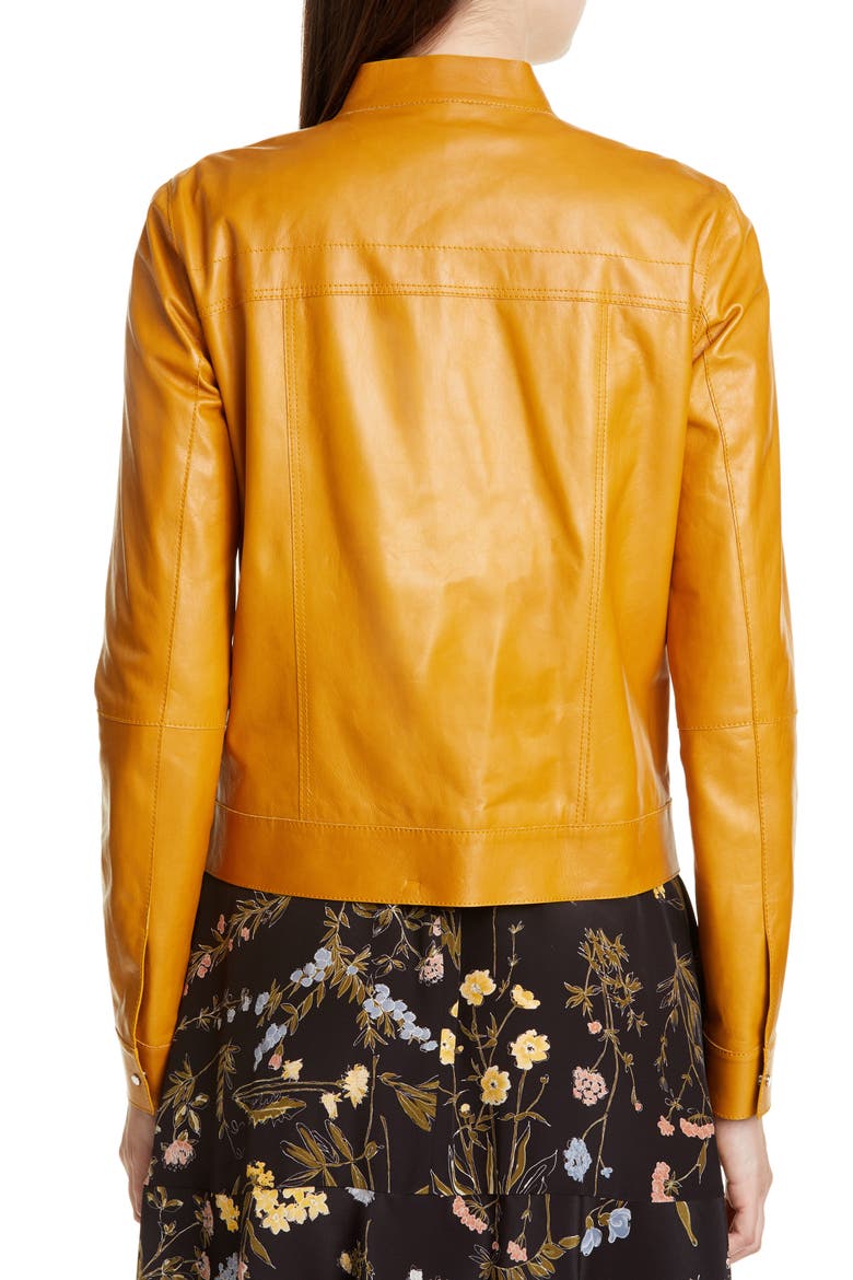 Galicia Glazed Lambskin Leather Jacket, Alternate, color, SUNSTONE