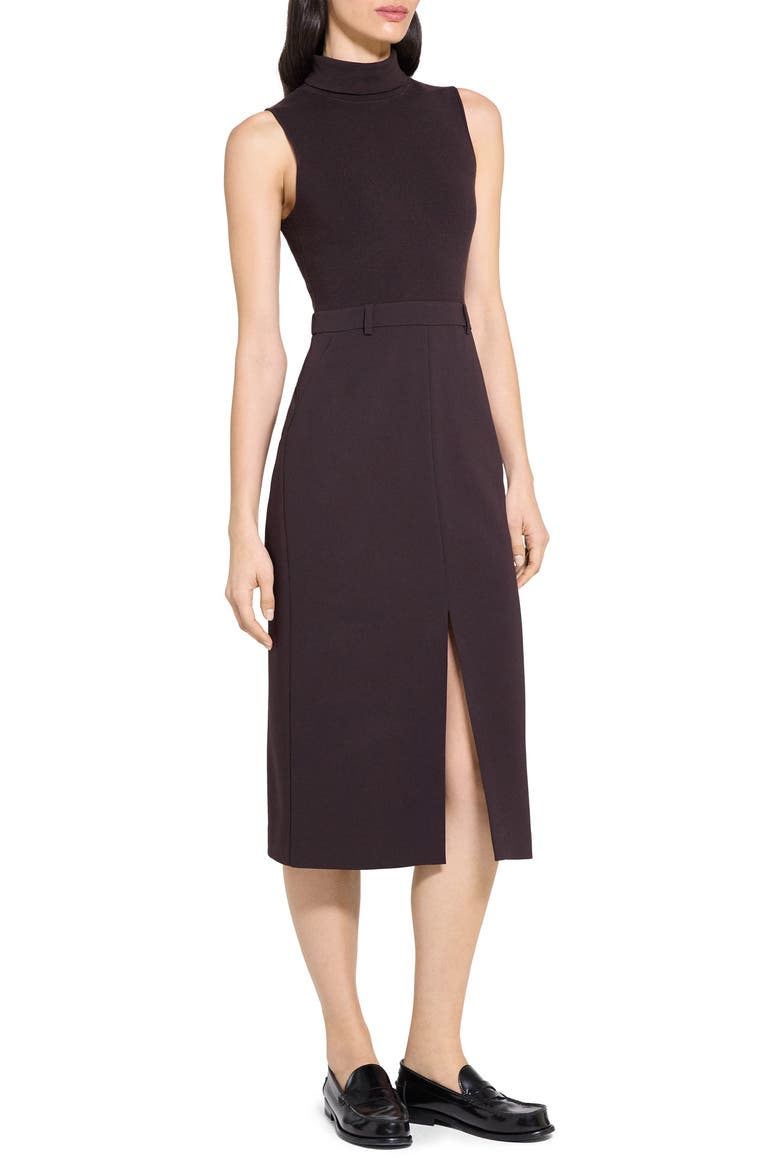 Sleeveless Turtleneck Midi Dress, Alternate, color, DARK CACAO