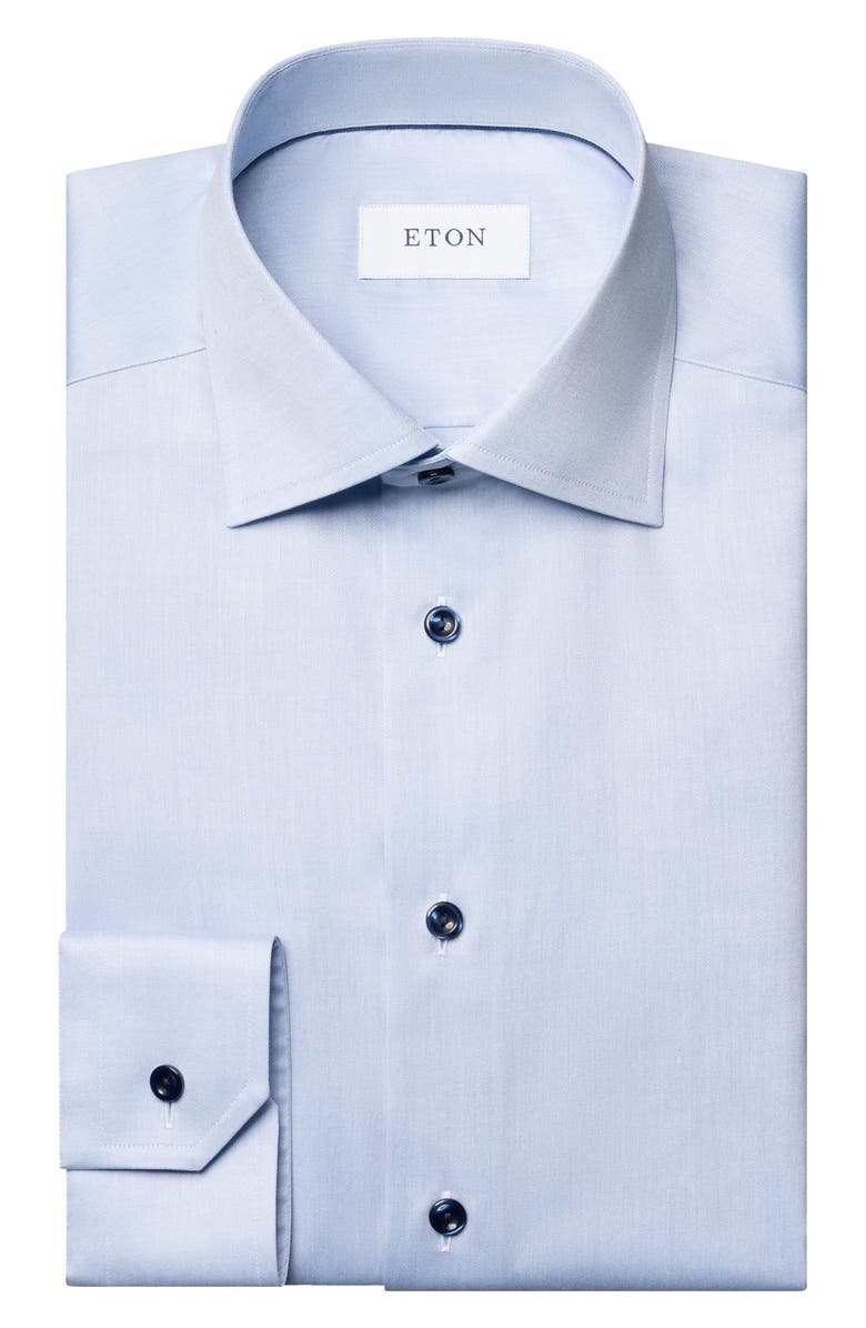Eton Contemporary Fit Twill Dress Shirt, Alternate, color, Lt/ Pastel Blue