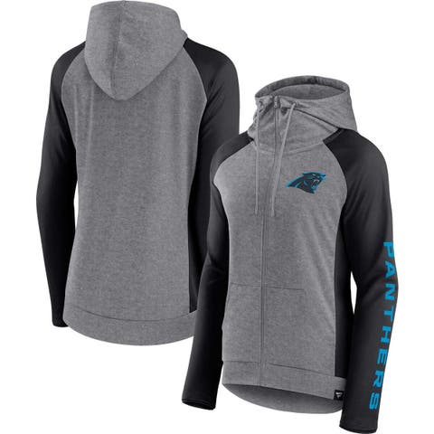 Women's Fanatics Branded  Heather Gray/College Black Carolina Panthers Blind Side Lightweight Full-Zip Hoodie