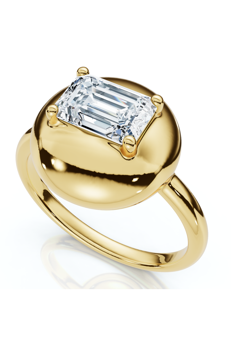 1Ct Emerald Cut Solitaire Candy Button Diamond Ring 14k Gold or Pt Lab Grown, Main, color, 14k Yellow Gold