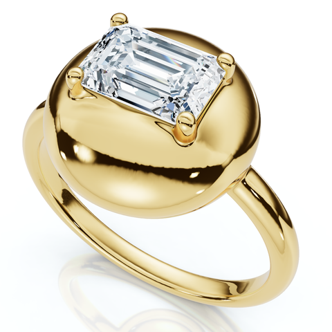 1Ct Emerald Cut Solitaire Candy Button Diamond RingLab Grown
