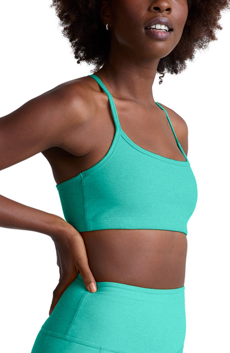 Beyond Yoga Space Dye Slim Racerback Sports Bra, Alternate, color, Caribbean Sea Heather