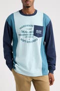 MALBON GOLF Gridline Colorblock Long Sleeve Pocket Graphic T-Shirt