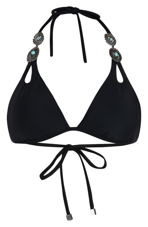 L Agence L'agence Annabelle Concho Embellished Bikini Top In Black