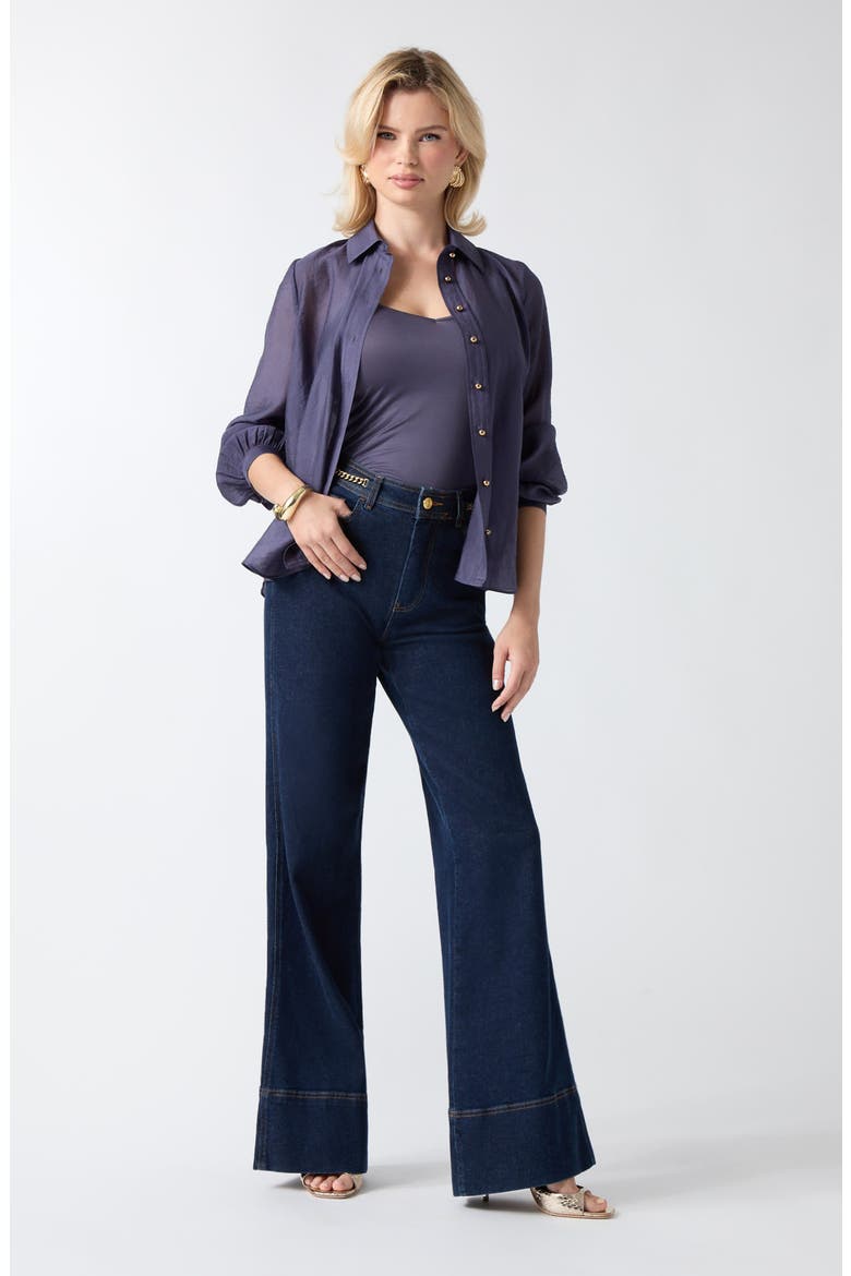 Autumn Tencel Button-Up Shirt, Alternate, color, OPEN PURPLE