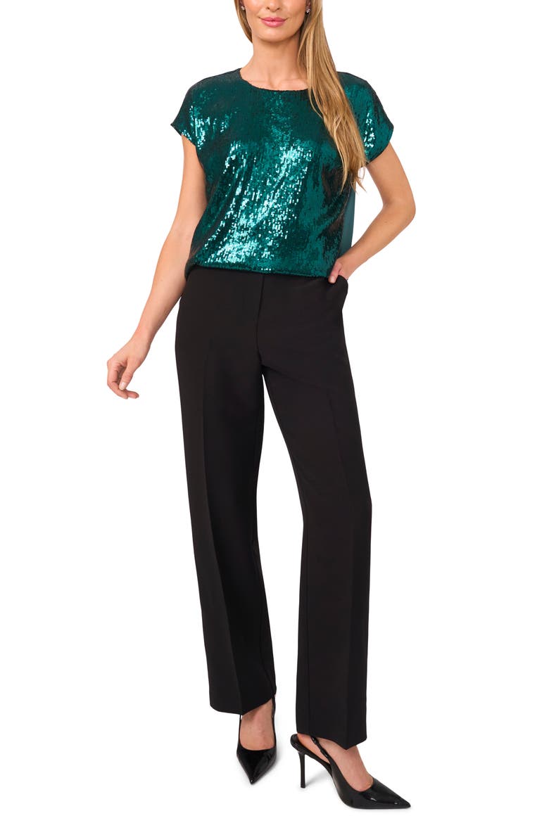 Sequin Cap Sleeve Top, Alternate, color, JUNE BUG