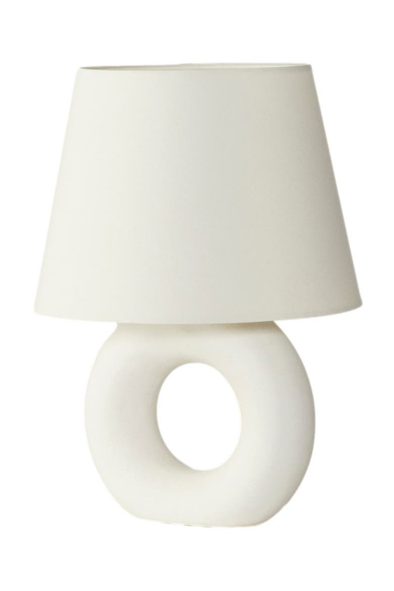 Chloe 15.5" LED Table Lamp with Off-White Ceramic Base and Cotton Shade, Main, color, Beige/Cream