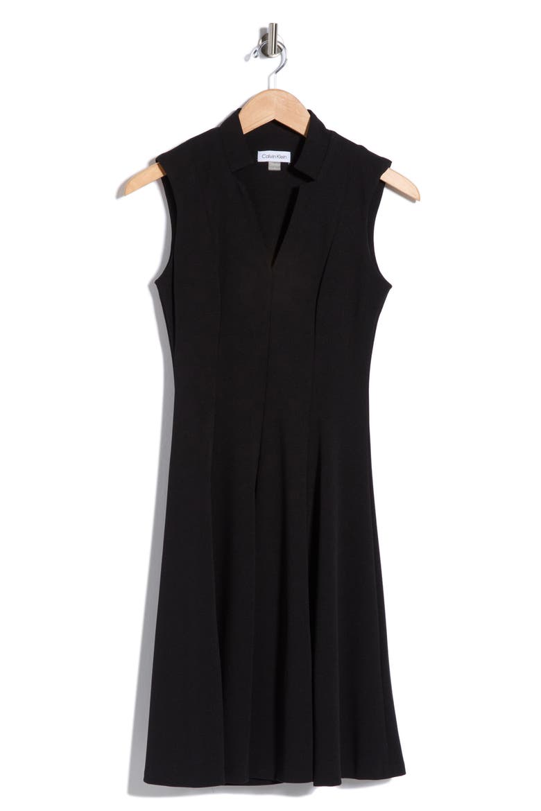 Sleeveless Zip Front Fit & Flare Dress, Alternate, color, BLACK