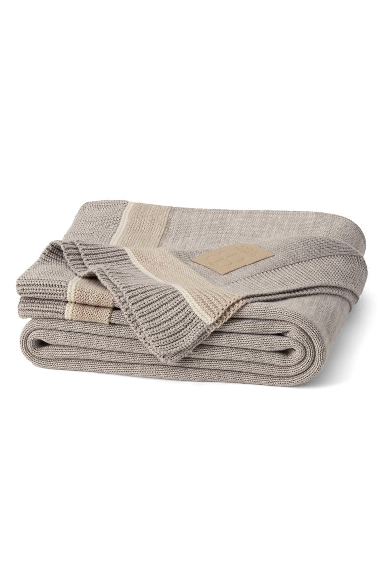 Boll & Branch Court Knit Throw Blanket, Main, color, Heathered Pewter