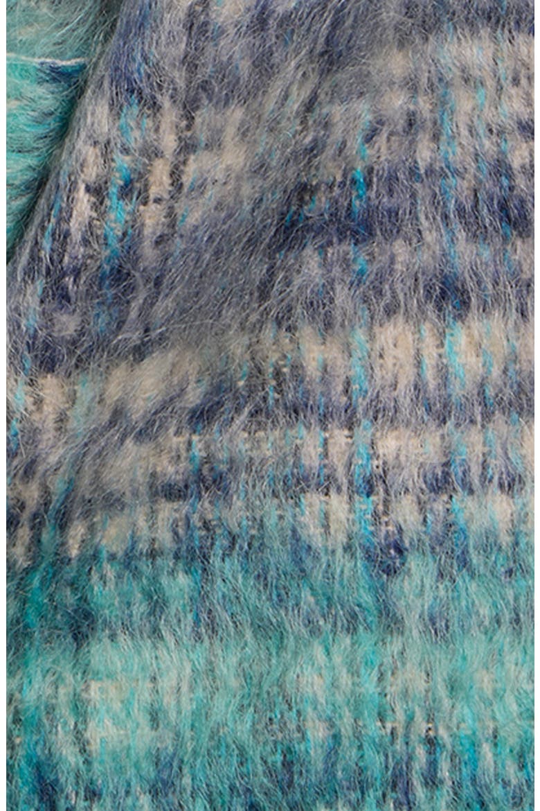 Vibot Mohair & Wool Blend Fringe Scarf, Alternate, color, WHITE/ AQUA