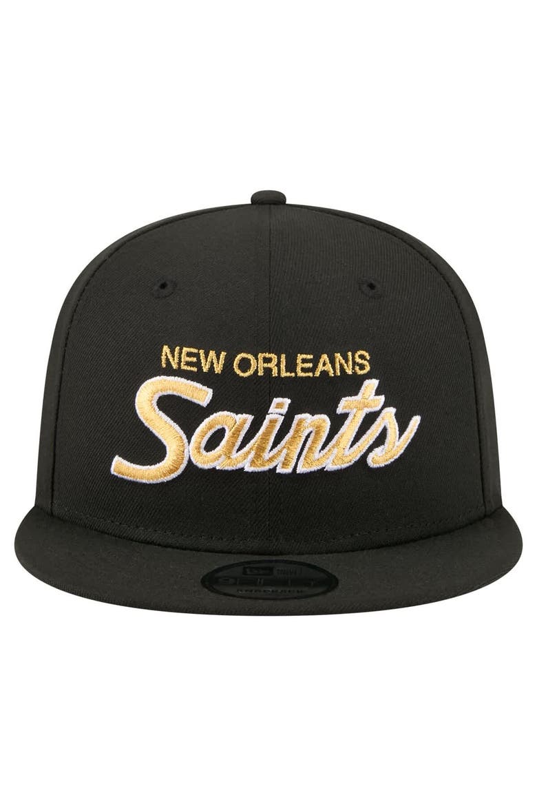 Men's New Era  Black New Orleans Saints Core Team Script 9FIFTY Snapback Hat, Alternate, color, Black