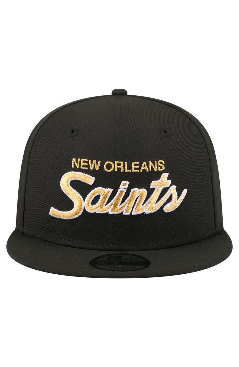 New Era Men's New Era  Black New Orleans Saints Core Team Script 9FIFTY Snapback Hat, Alternate, color, Black