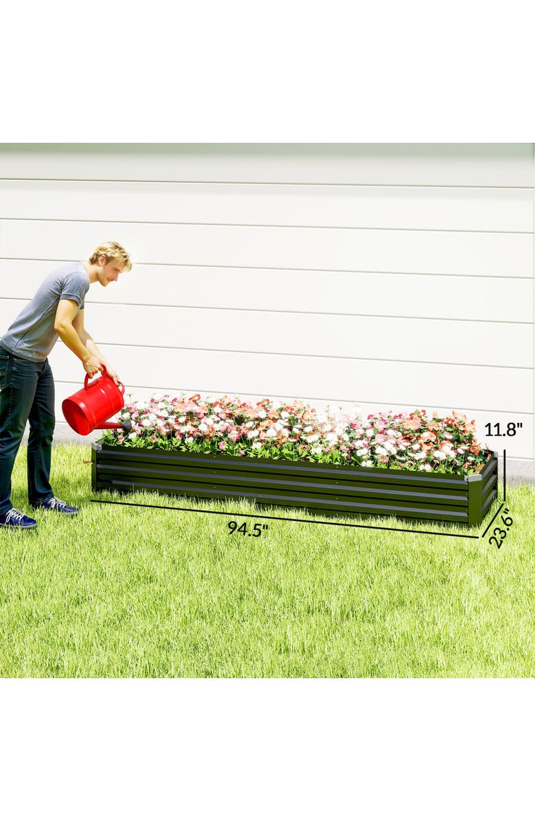 Outsunny Raised Kit, Metal Elevated with Safety, Large Raised Bed Garden Bed, Alternate, color, Dark Gray