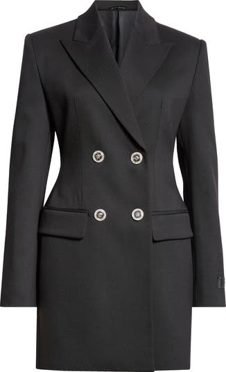 【関税&送料込み】Versace Double-Breasted Blazer Versace Metal Mesh Long Sleeve Stretch Wool Blazer Dress