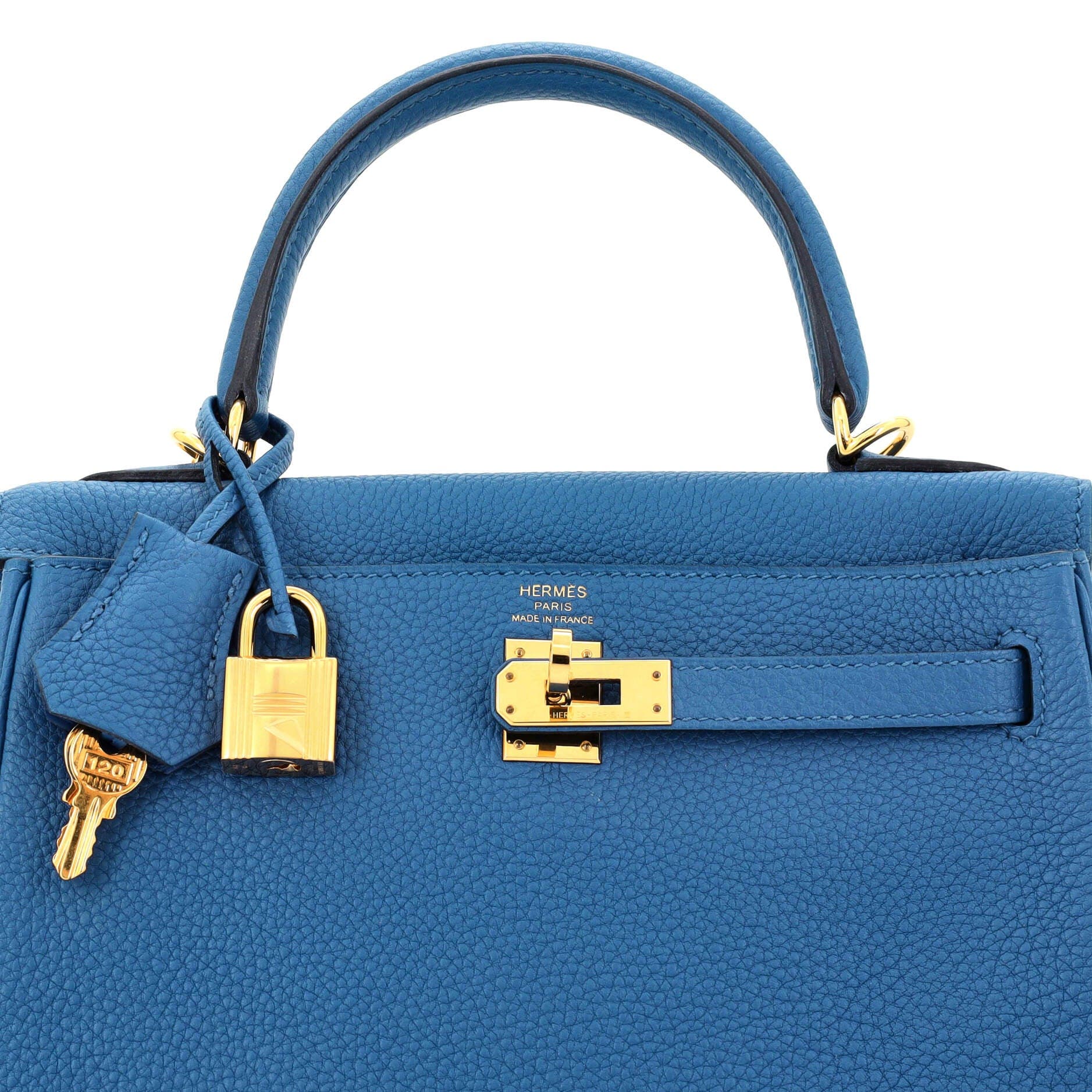 Pre-Owned Hermes Kelly Handbag Blue Togo with Gold Hardware 25, Alternate, color, 