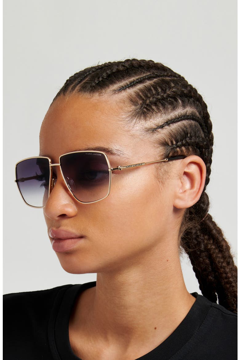 60mm Gradient Square Sunglasses, Alternate, color, GOLD BLACK/ DARK GREY SF