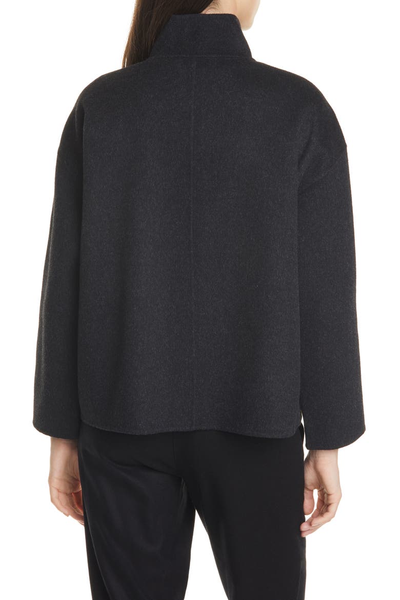 Stand Collar Boxy Coat, Alternate, color, CHARCOAL