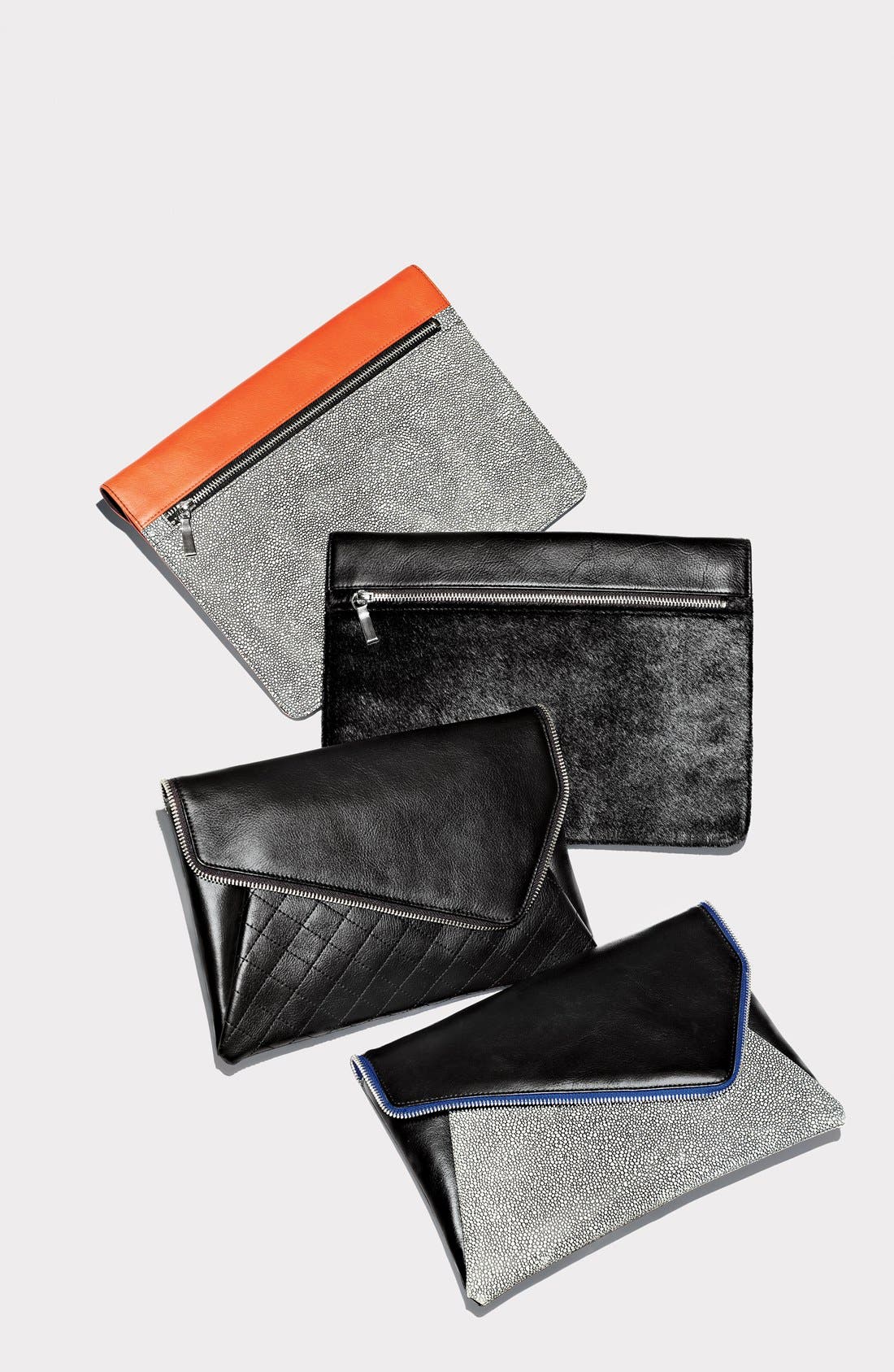 'Grab & Go' Leather Clutch, Alternate, color, RAY/ ORANGE