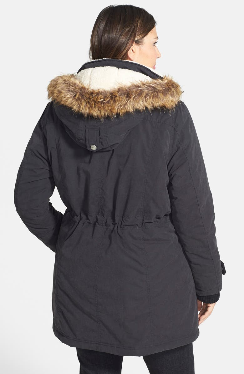 DKNY Faux Fur Trim Parka, Alternate, color, 