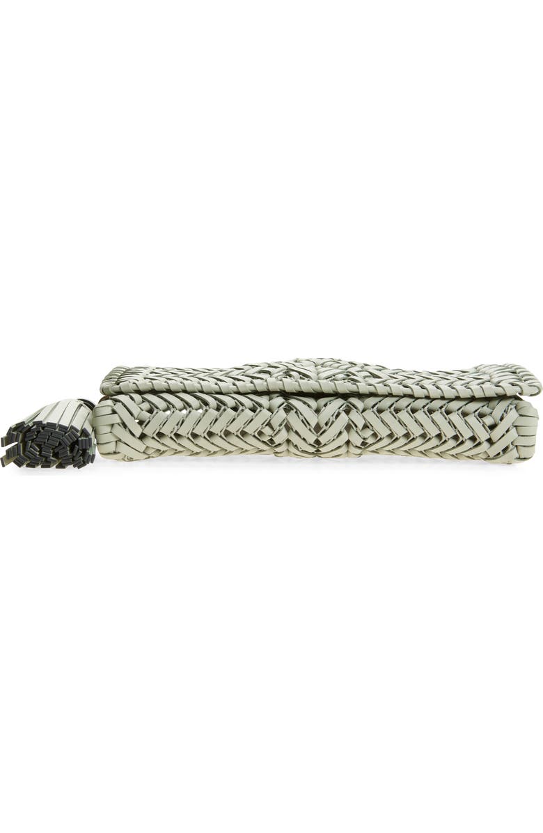 Anya Hindmarch Neeson Herringbone Woven Leather Tassel Clutch, Alternate, color, Iceberg