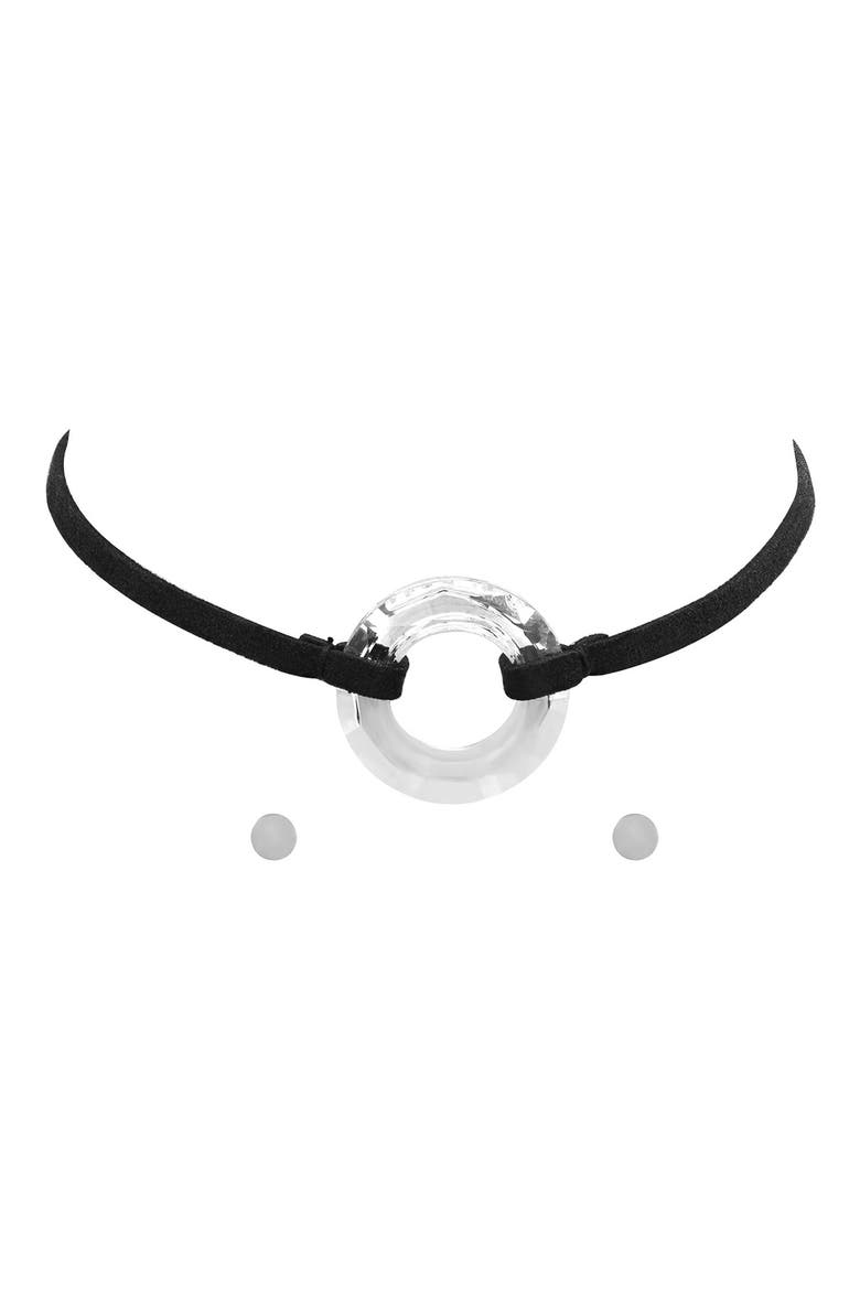 18k Gold Plated Choker Necklace, Main, color, BLACK
