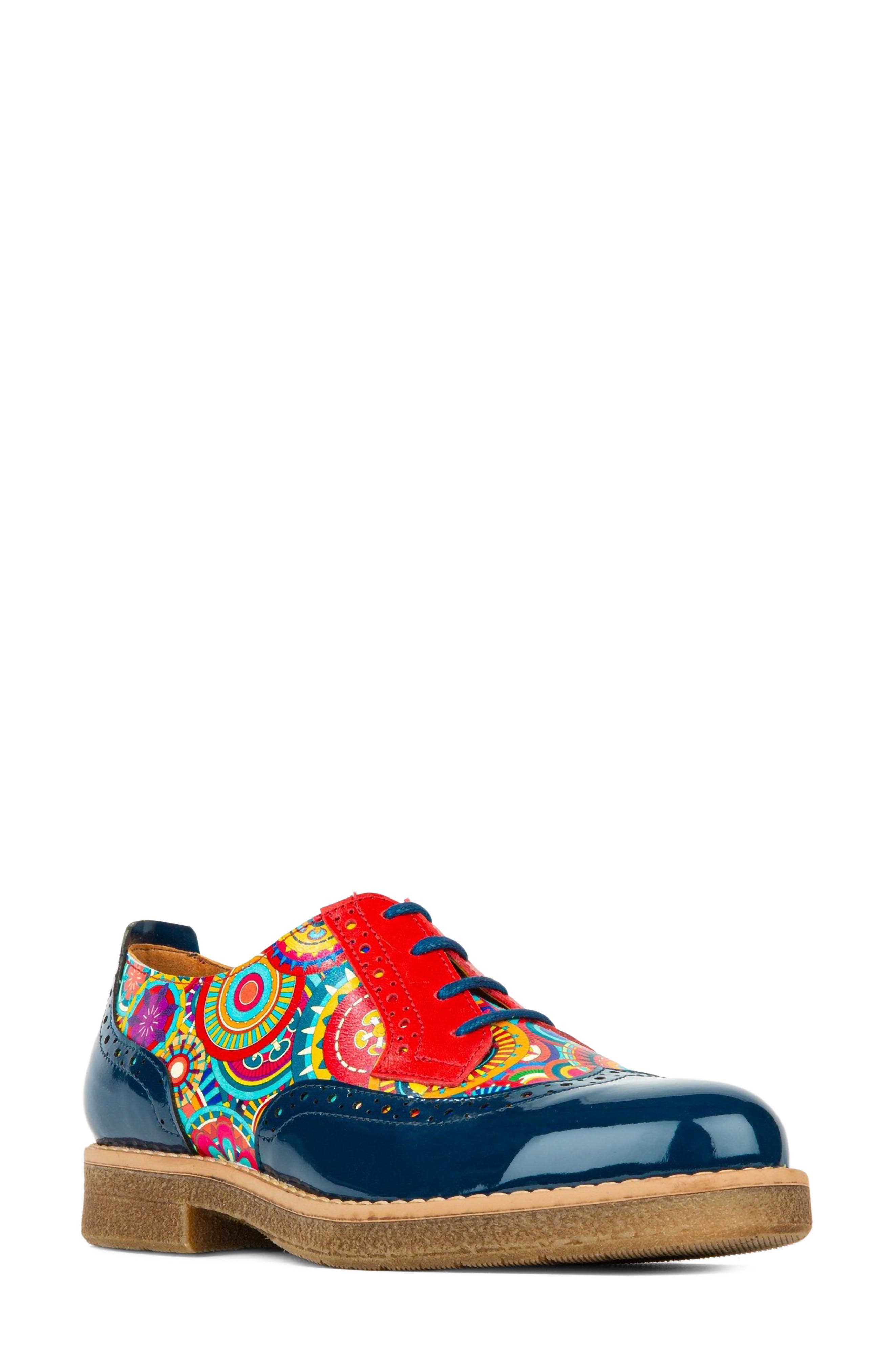 Lace-Up Water Resistant Brogue Oxfords, Main, color, BLUE